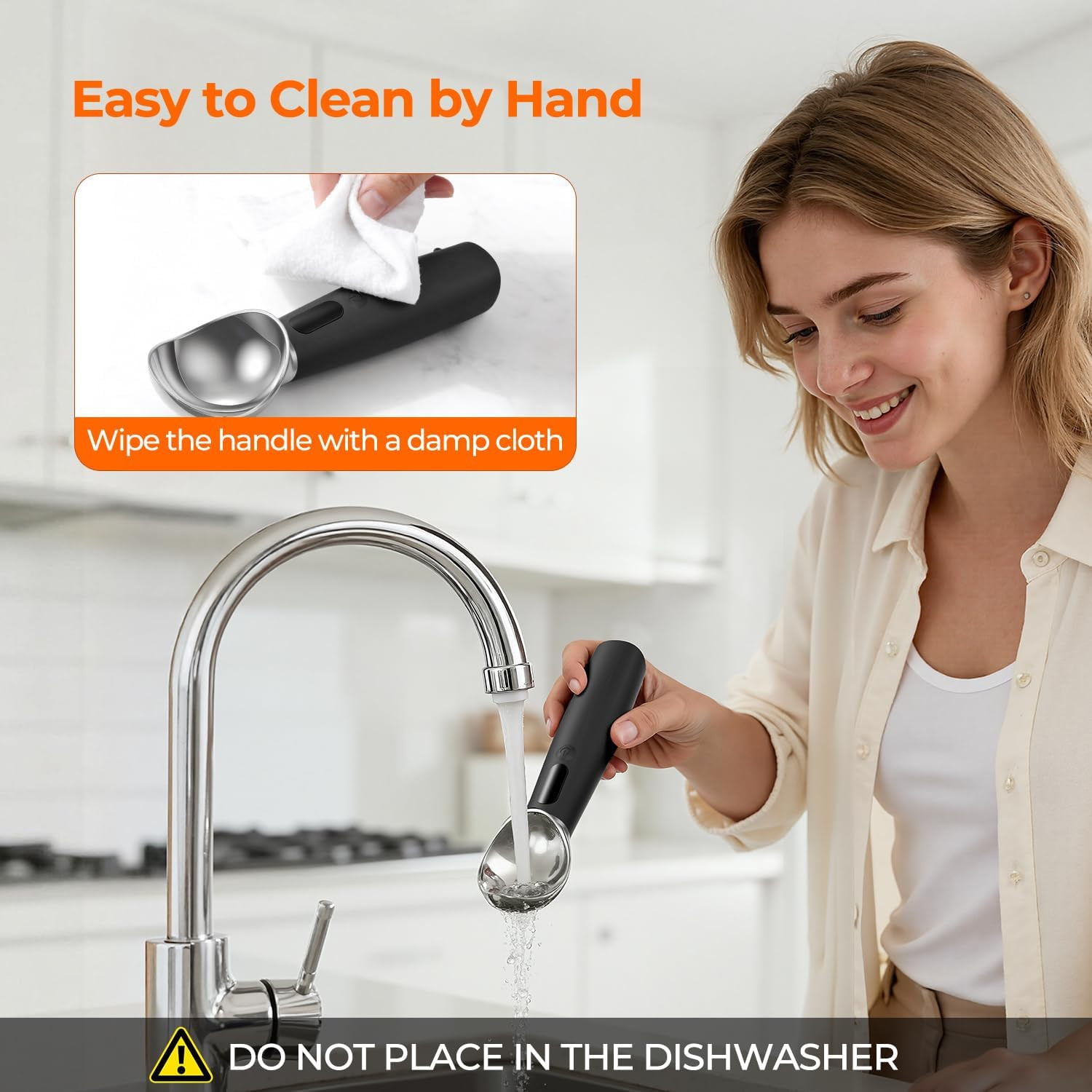 Heated Ice Cream Scoop with On/Off Switch - Electric Rechargeable Scooper with L