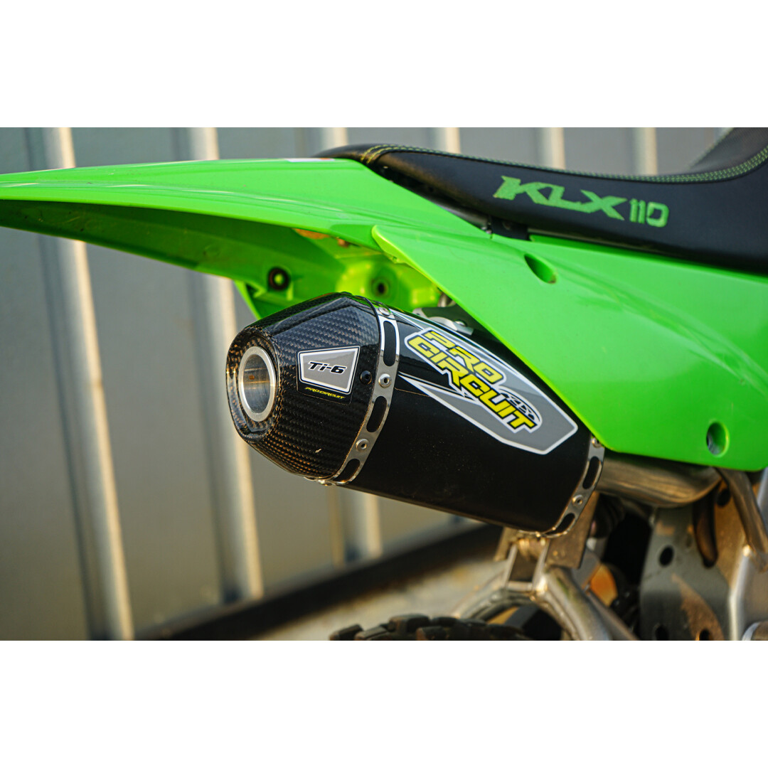 PIPE EXHAUST MUFFLER RACING CARBON FULL SYSTEM BLACK KAWASAKI KLX110 KLX110L