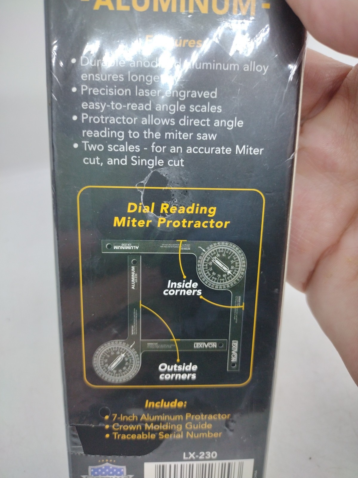 Aluminum Miter Saw Protractor | 7-Inch Rust Proof Angle Finder Featuring Prec...