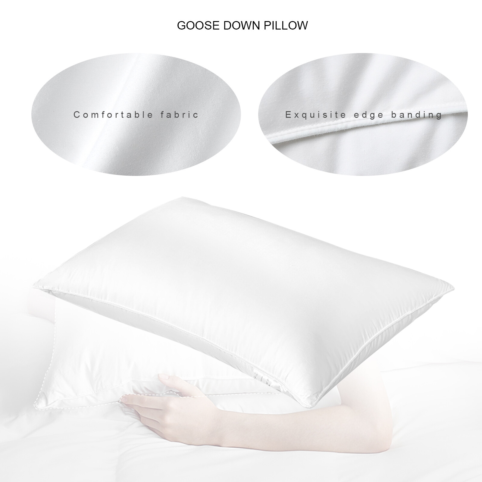 2/4 Pack Luxury Goose Down Pillow Queen Size Feather Pillow Insert Soft Support