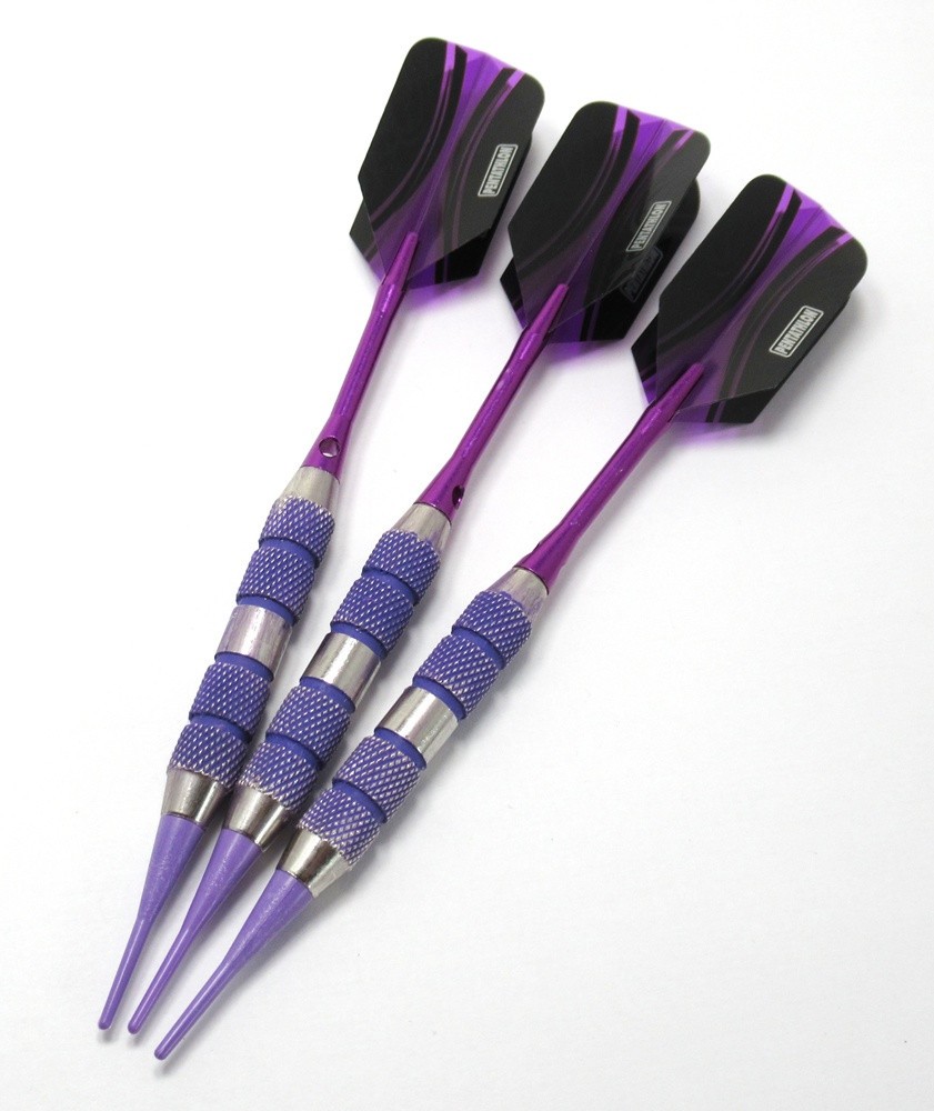 PURPLE PIZZAZZ 16 Gram Soft Tip Darts + Case Extra Flights, Tips, Shafts