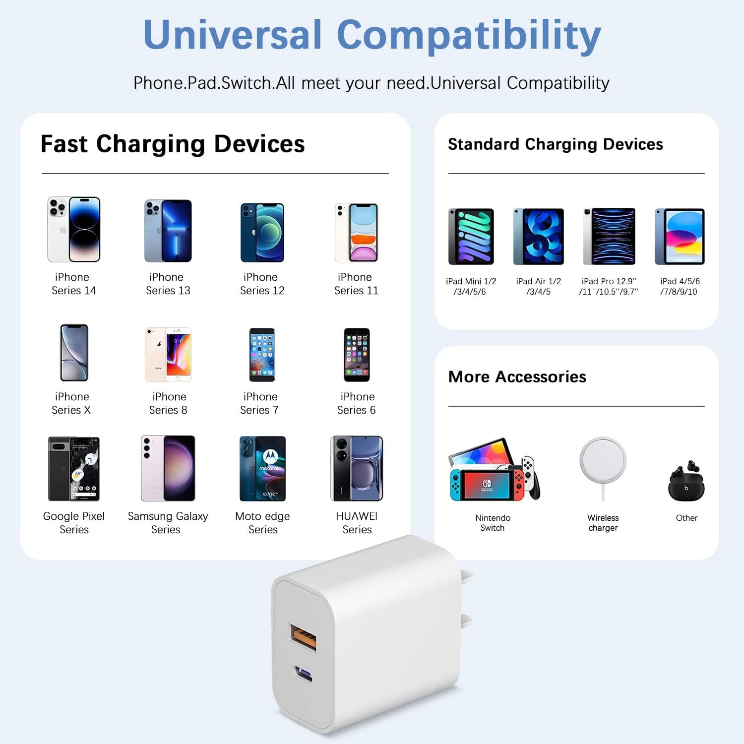 For iPhone 14 13 12 11 20W Fast Charger Block USB Type C Wall Power Adapter Lot