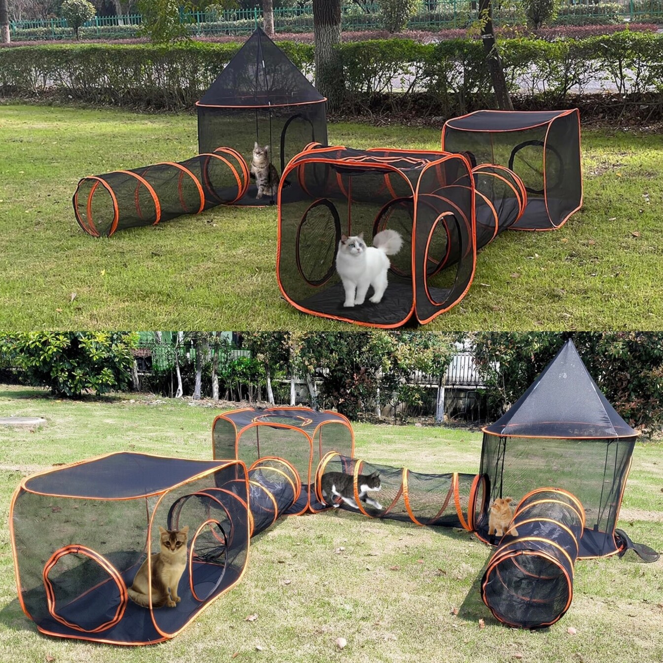 6-In-1 Outdoor Large Portable Pet Cat Playpen Play Tent Tunnel House Enclosures