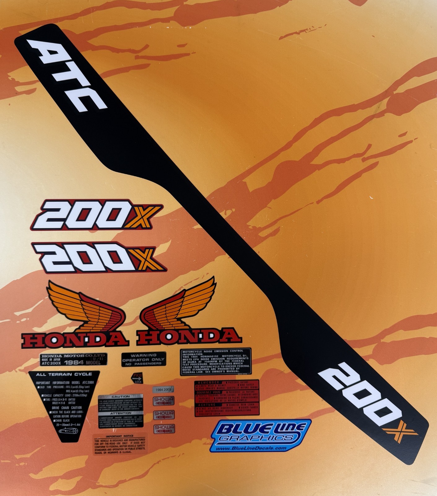 Honda 1984 ATC200X Complete Decal Kit MAIER Fenders ATC 200X 200 84