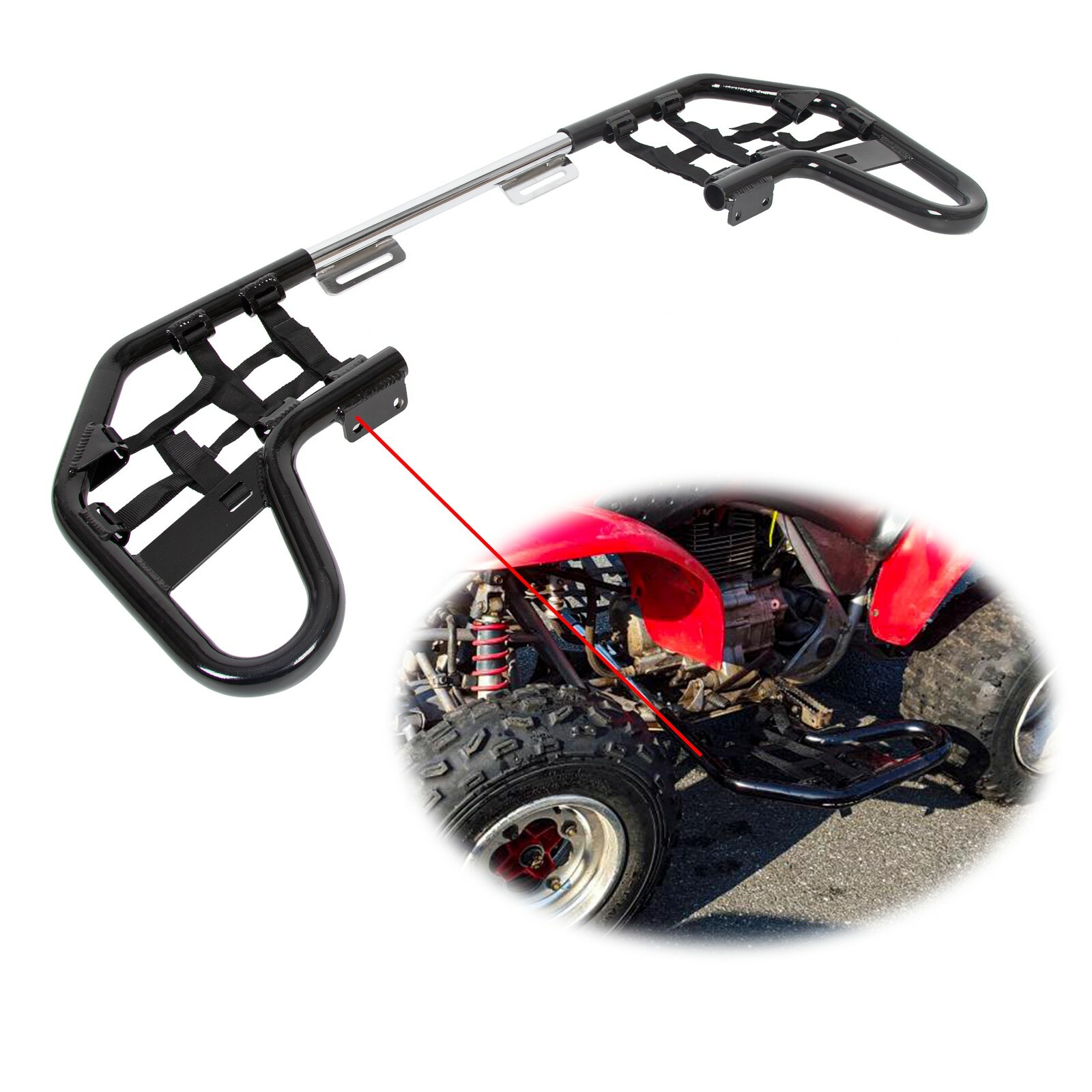 Aluminum Nerf Bars Black bar Black nets For Honda TRX 250EX 250X Pair set 01-20