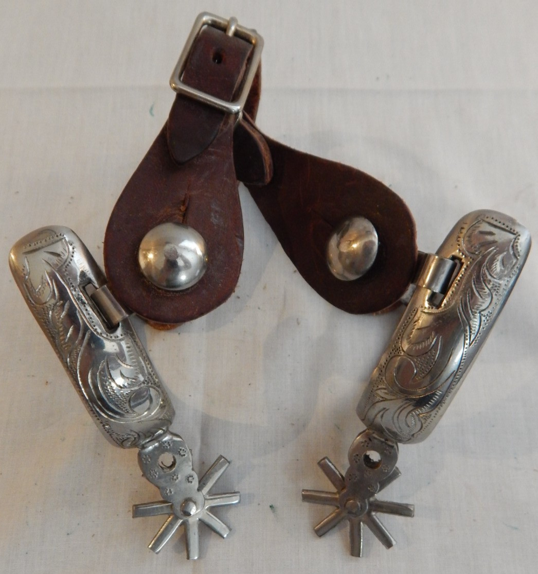 Stainless Steel San Angelo Style Western Cowboy Spurs - 53
