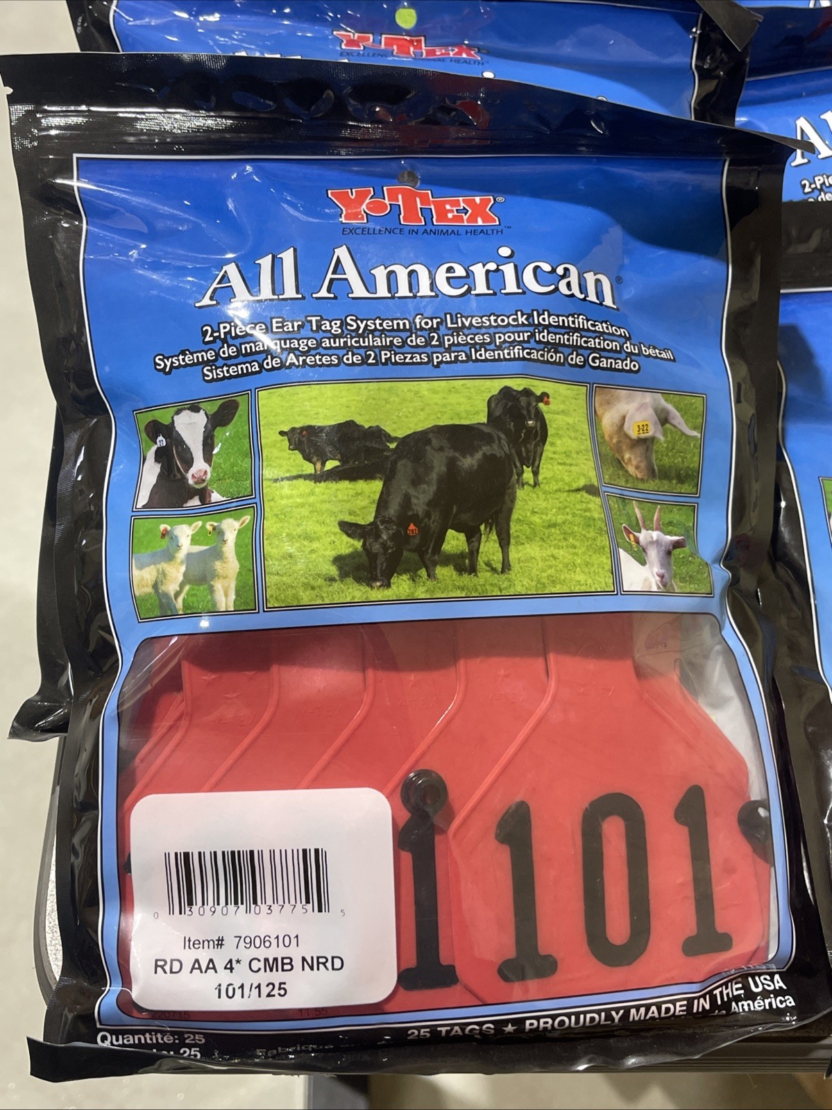 Y-Tex 4 Star Large Cattle Tags 25 Pack, 2 Piece Ear Tag System, Red AA, 101-125