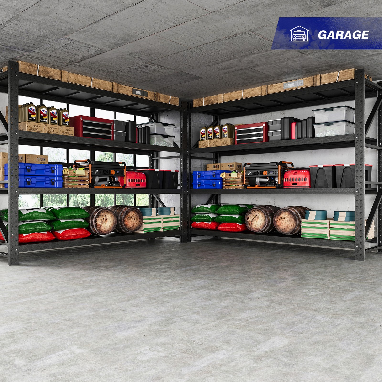 7000lb Heavy Duty Steel Shelves 79"W, Garage/Warehouse/Basement Storage Rack