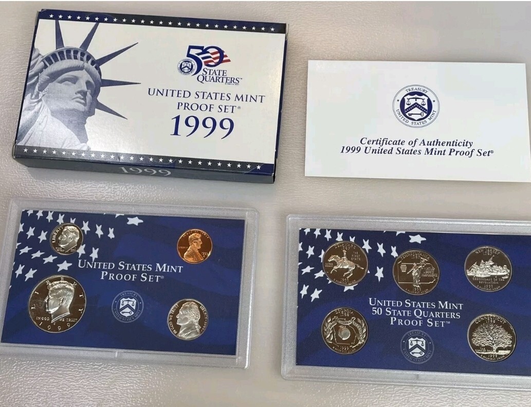US Mint 10 Annual Proof Sets 1999-2008 OGP Box & COA 109 Coins Estate Sale Lot