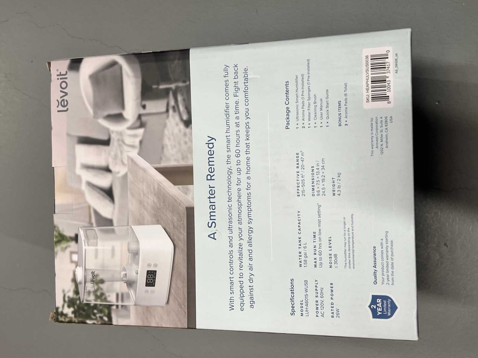 Levoit VeSync Classic 300S Smart Humidifier Ultrasonic White 1.58 G Cool Mist