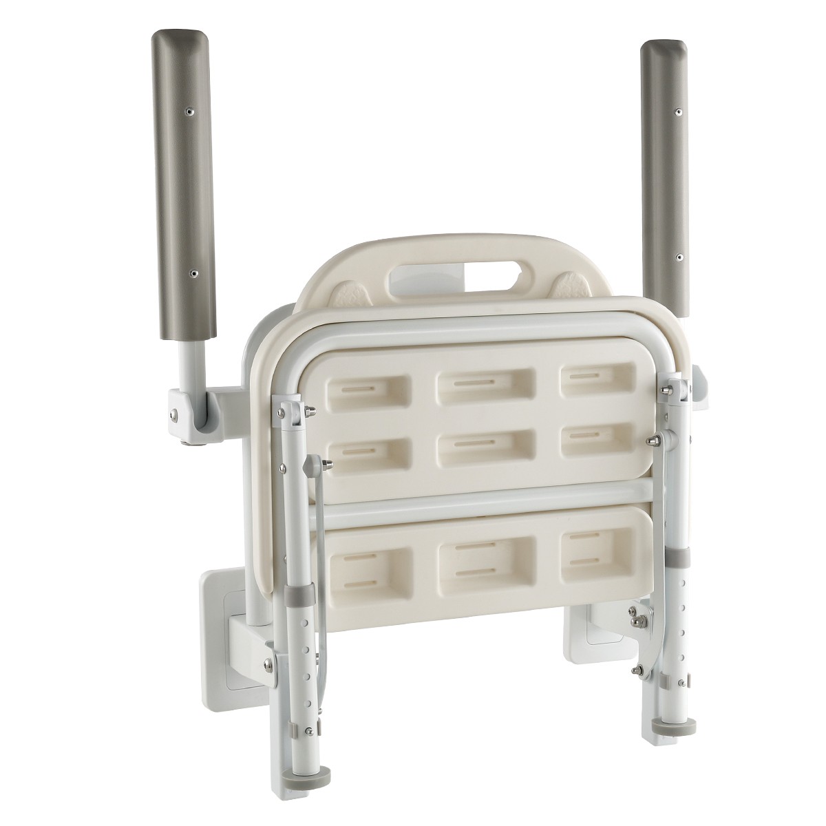 Uimoso Foldable Shower Chair Wall Mounted Shower Seat with Backrest & Armrest