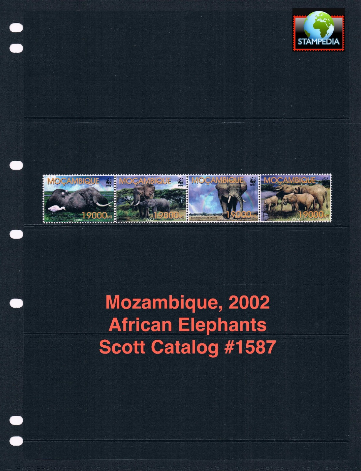 $8.50 Scott Value - 2002 MOZAMBIQUE Elephants African Wildlife CV MNH NH UMM