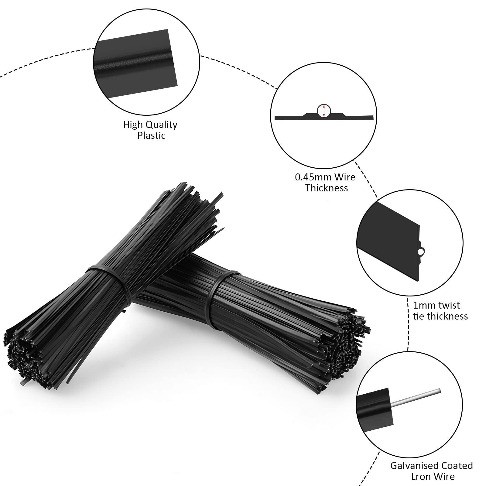 800 Pcs Plastic 4" Twist Ties for Bags, Bread, Household & Office Use