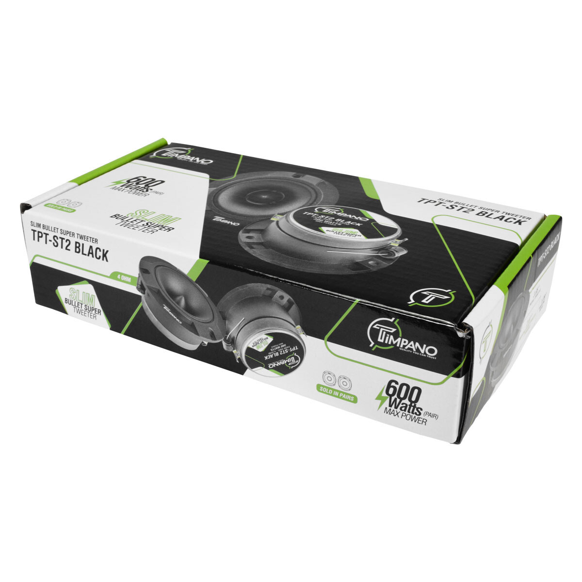 4x Timpano 1200 Watt Car Audio Bullet Tweeters TPT-ST2 BLACK 3.85" Shallow 4 Ohm