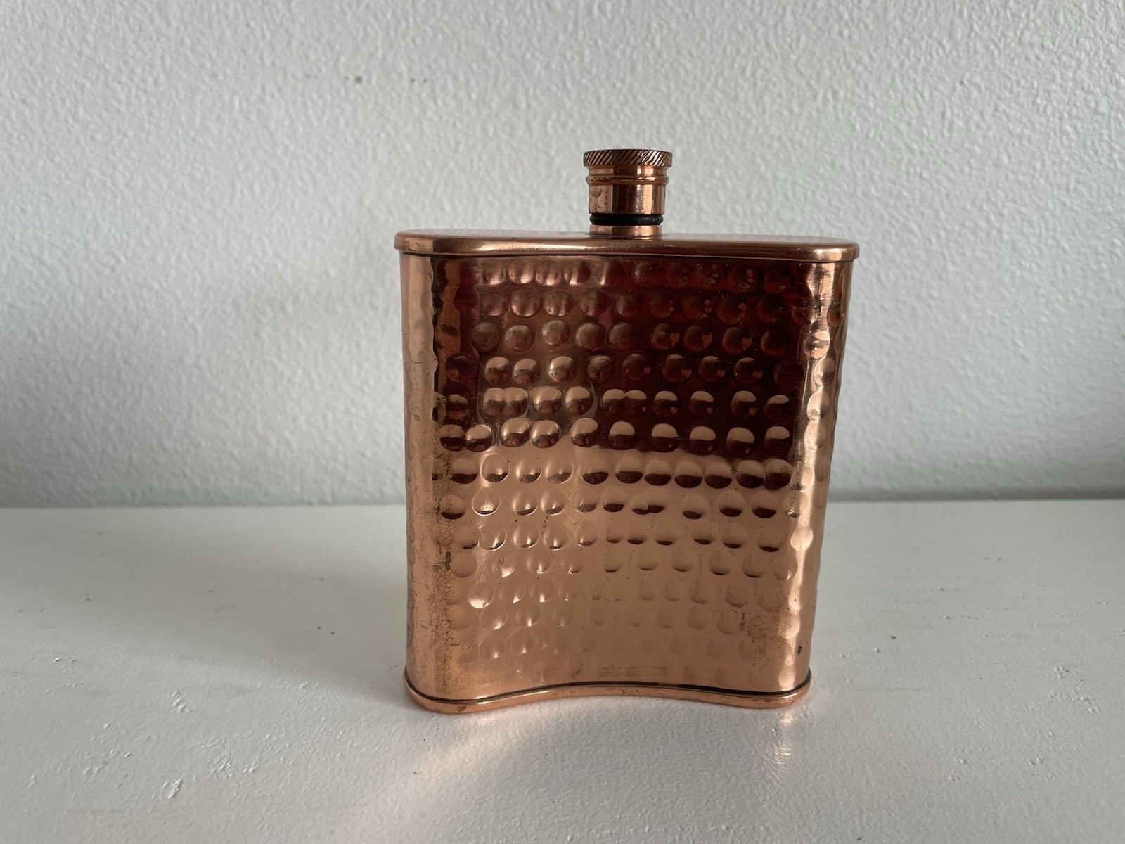 Copper Hammered Rectangular Hip Flask