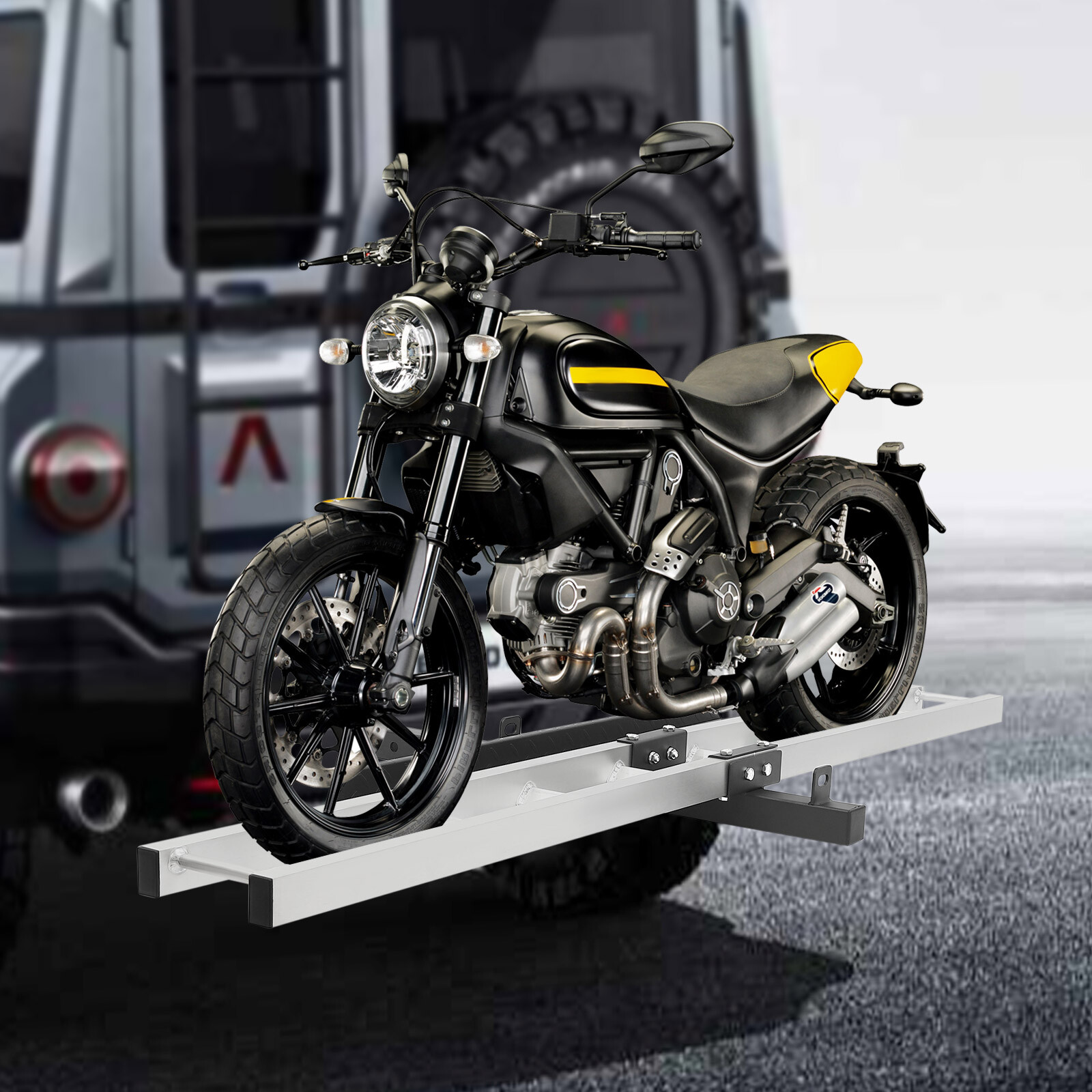 500lbs Steel Motorcycle Dirt Bike Carrier Hauler Hitch Mount Bike Rack Ramp USA