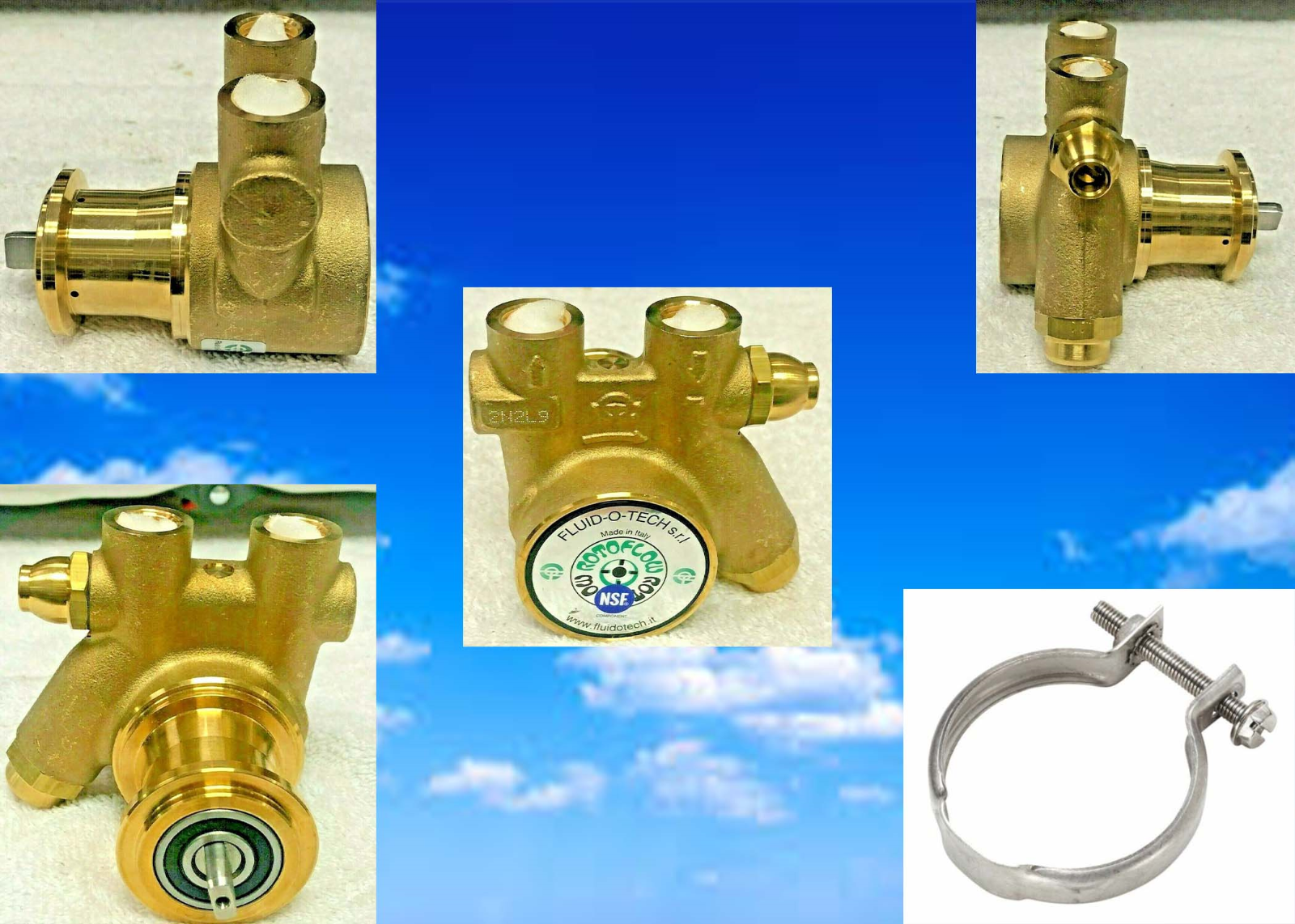 Beverage PUMP KIT WITH MOTOR, BRASS Fluid-O-Tech PUMP, 115 VAC Motor, 125 GPH