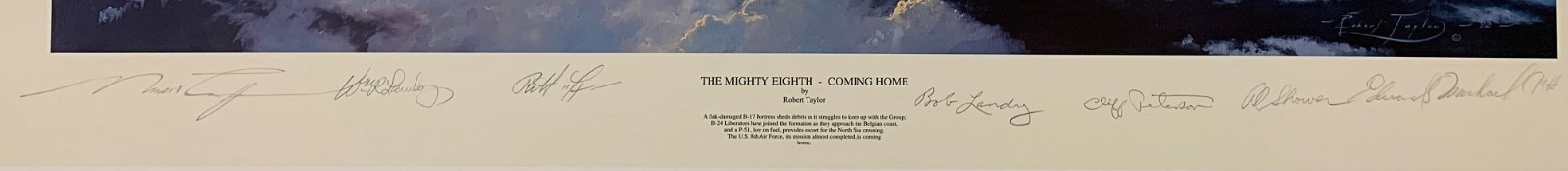 Mighty Eighth, Coming Home by Robert Taylor print signed by WW2 B-17 pilots