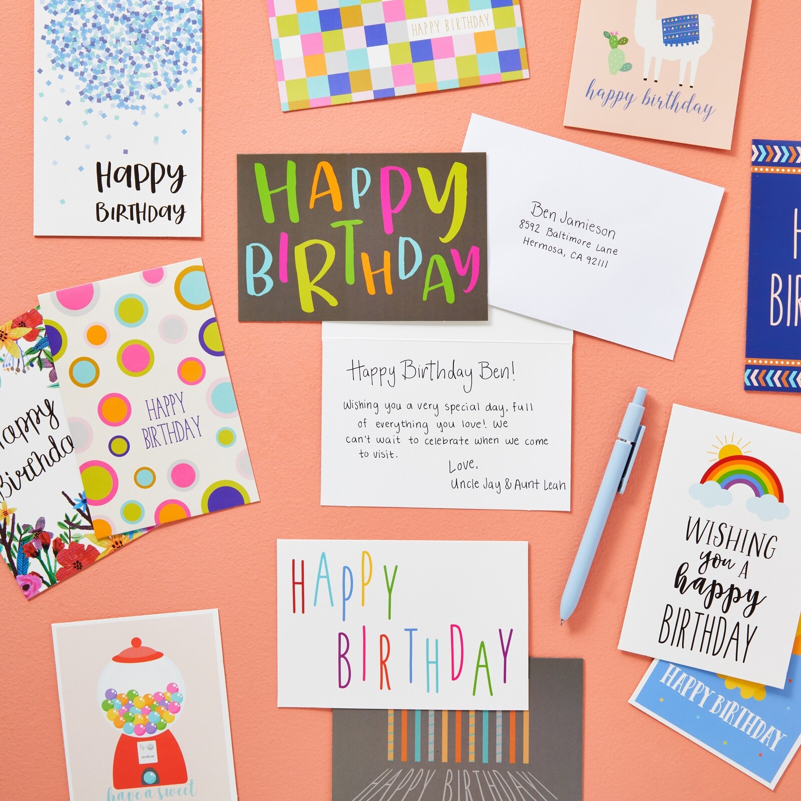 36 Pack Assorted Birthday Card Set with Envelopes, Bulk (4x6 In, Blank Inside)