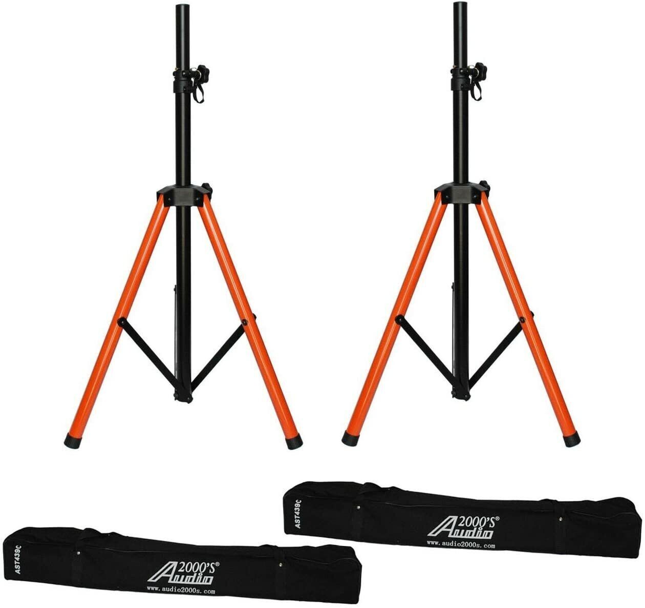 Audio2000'S AST439C2 Pair Tripod PA Speaker Stands with 2 Canvas Carrying Bags