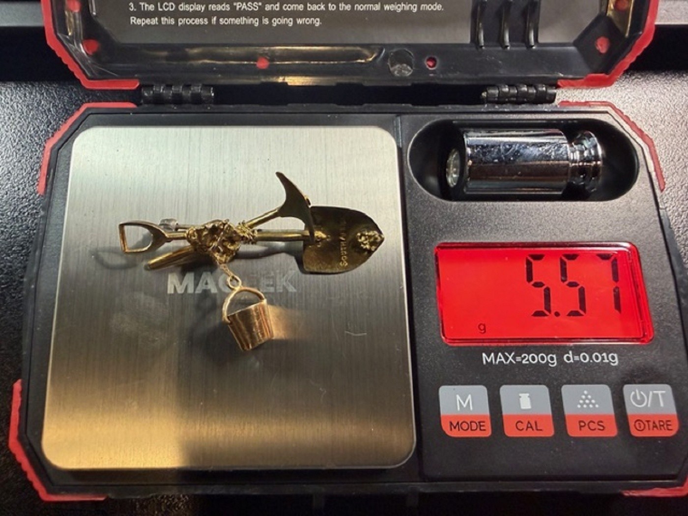 Rare Gold Miner Pin, Shovel, Pickaxe, Nugget, Chain, Bucket / SA 9ct / 5.57gram