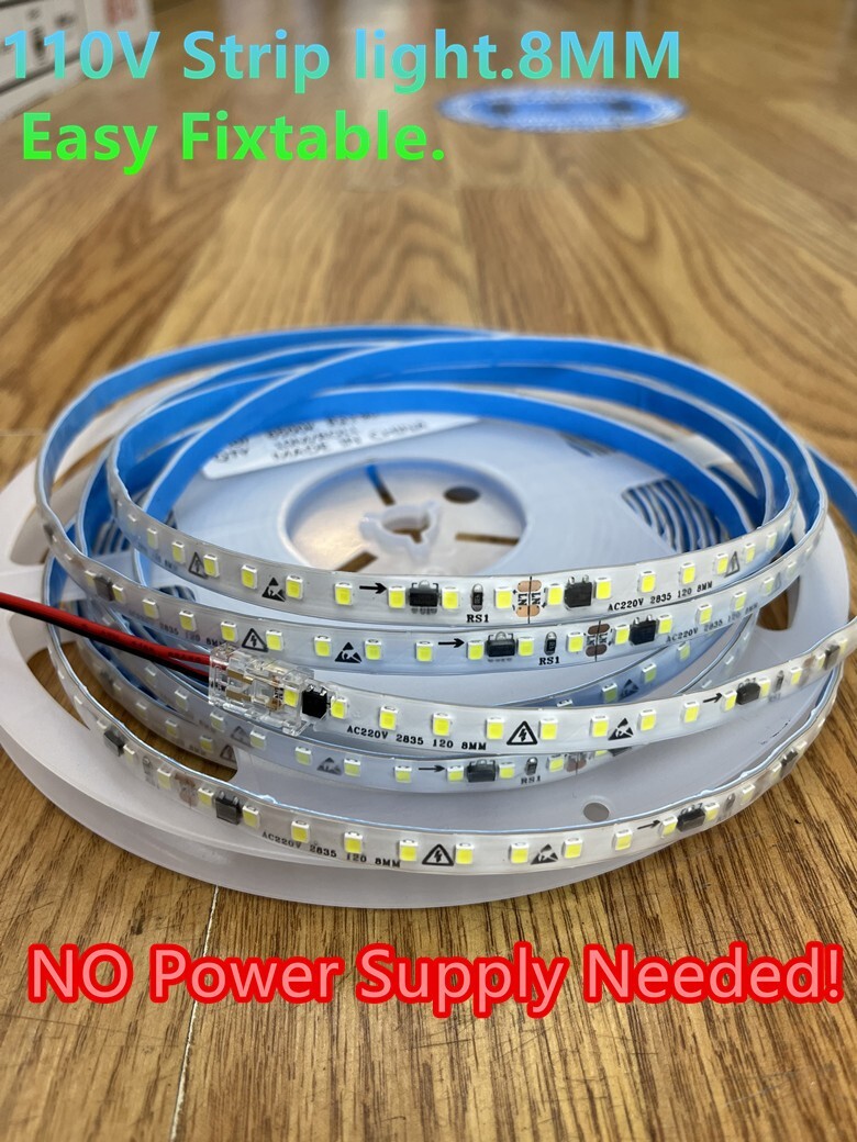 Super Brightness Ultrathin 110V LED Strip light.No Powersupply Needed!Easy Fix!