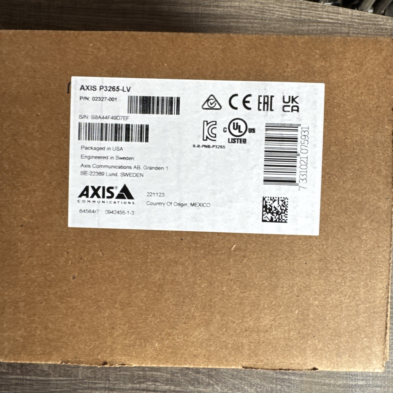 Axis P3265-LV 02326-001 Day Night Network Dome Camera NEW