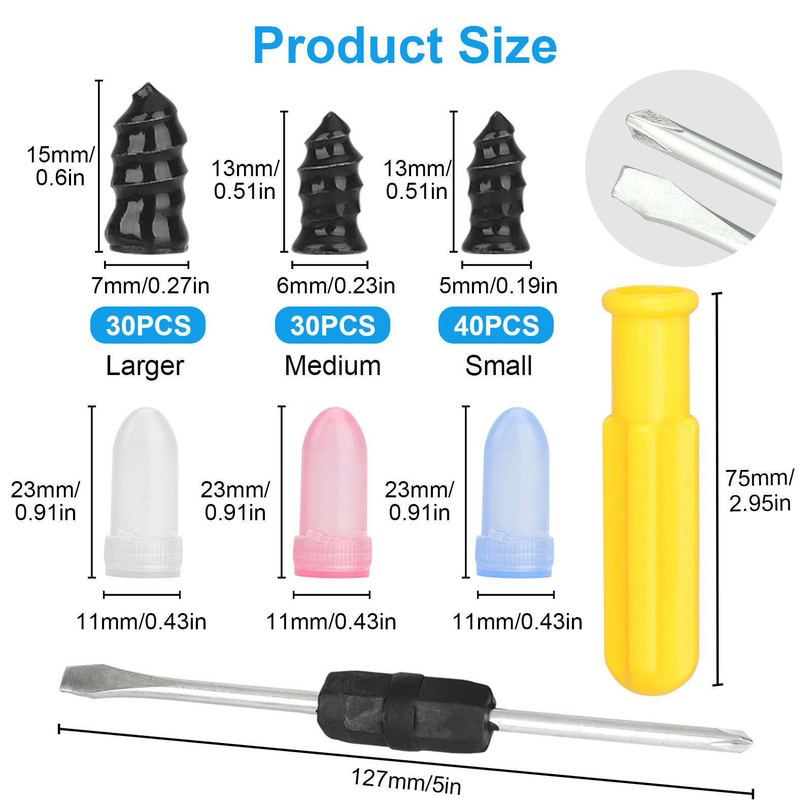 100pcs Tire Repair Rubber Nails Car Vacuum Tire Repair Screws with Screwdriver