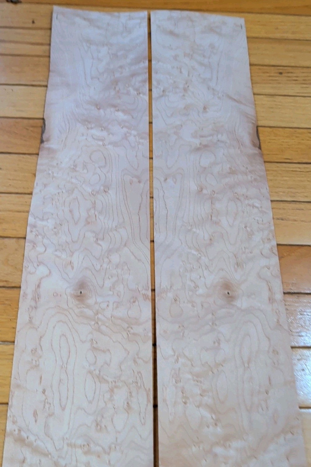 2 pieces of Birdseye maple veneer 39" x 5" each wood