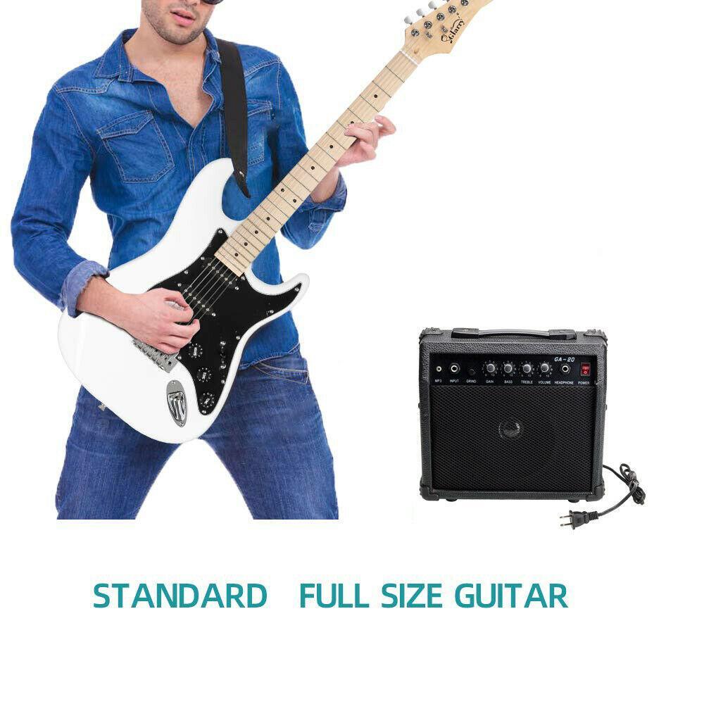 Glarry 39" Full Size Electric Guitar for Beginner with 20W Amp White