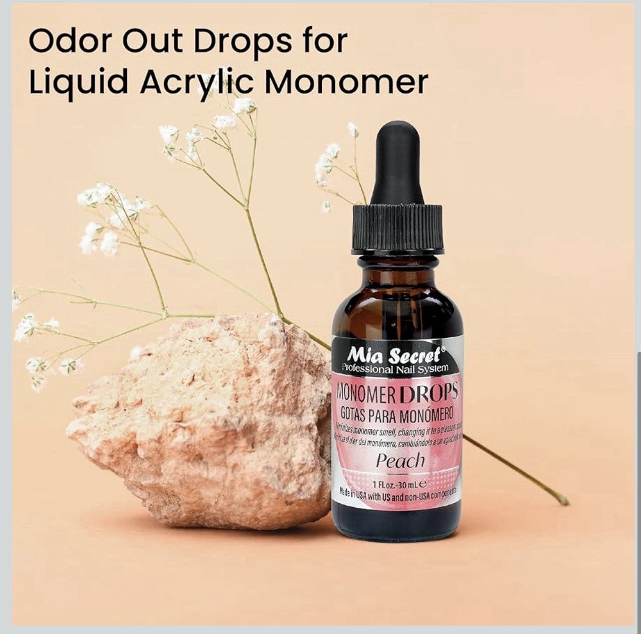 Mia Secret Monomer Drops - Peach Scent - 1oz each - Odor Neutralizer 2 Pack!