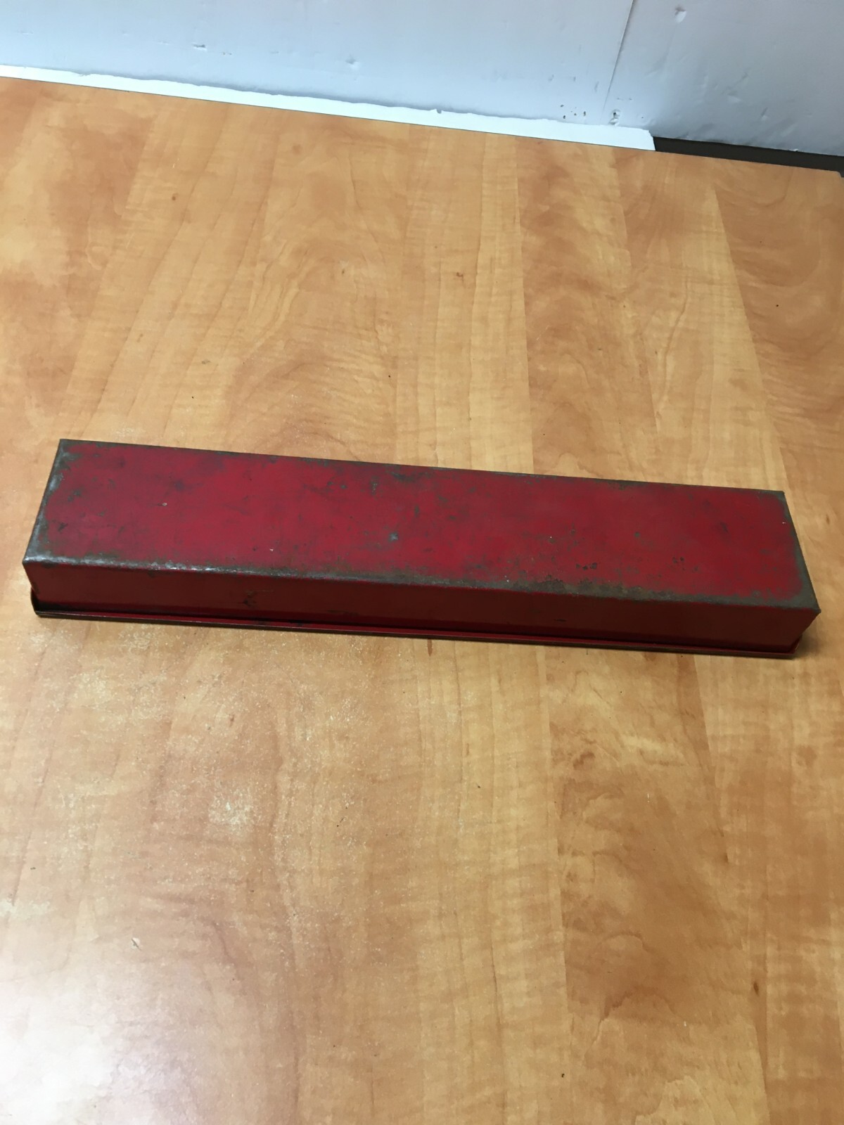 Vintage Husky Tool USA Red Metal Socket Case 15" x 3.25" x 1.5"