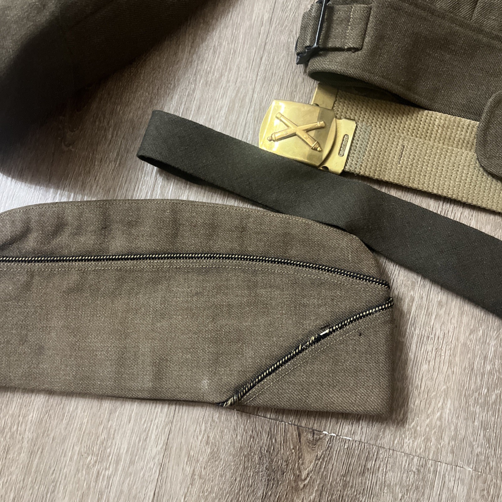 WWII Officer Ike Jacket 3rd Army Artillery Captain Sterling belt hat