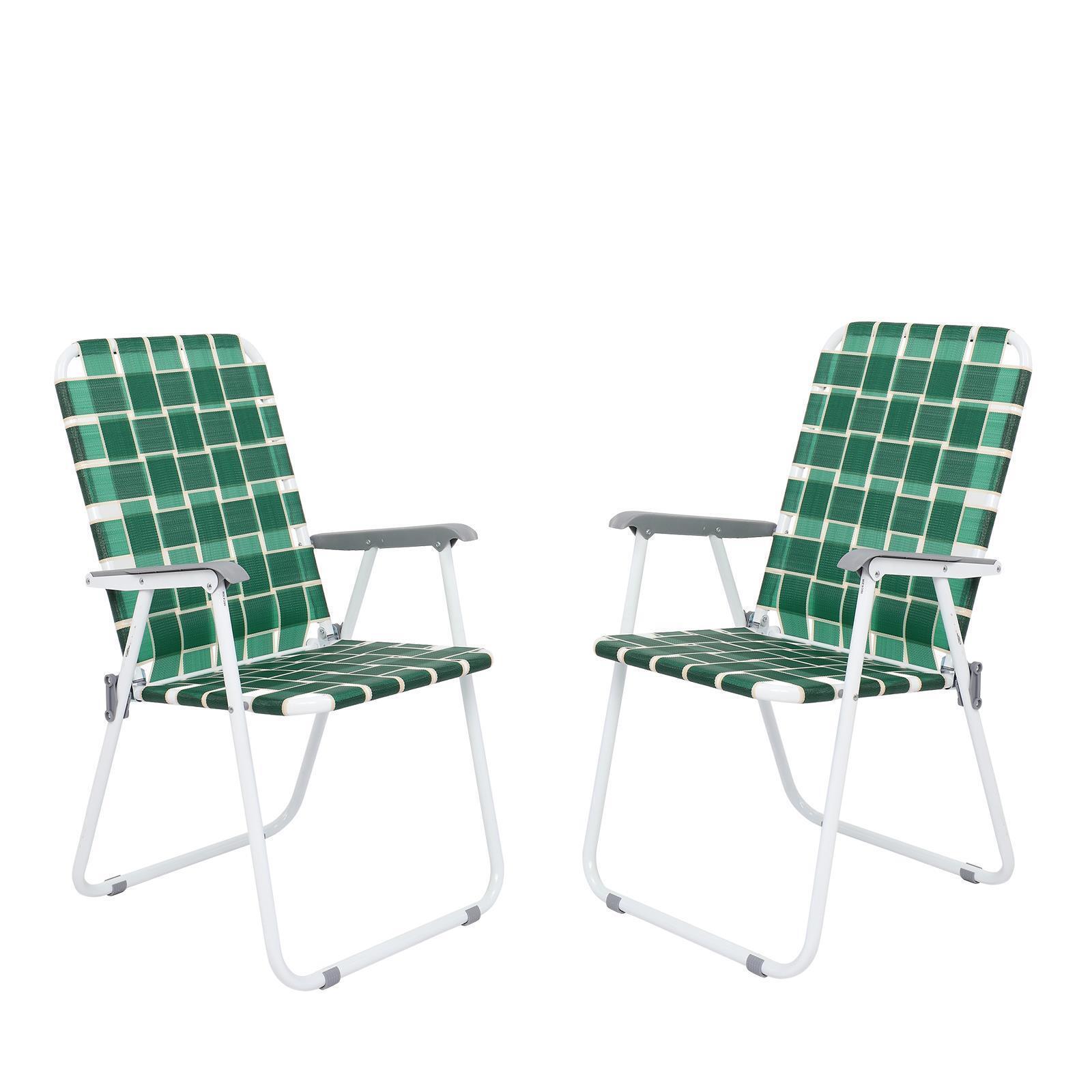 2 Pack Portable Folding Web Chair Beach Chair Outdoor Indoor Webbed Strap