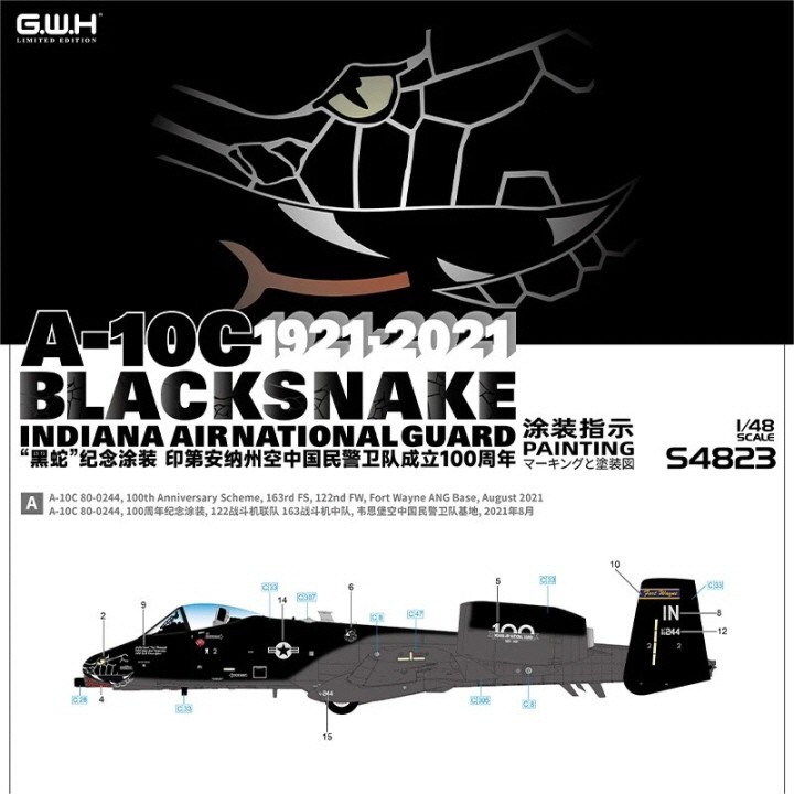 Great Wall hobby #S4823 1/48 A-10C Blacksnake(Indiana Air National Guard)