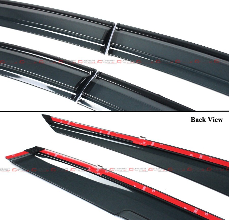 FOR 22-25 HONDA CIVIC HATCHBACK JDM BLACK TRIM WINDOW VISOR RAIN GUARD W/ CLIPS
