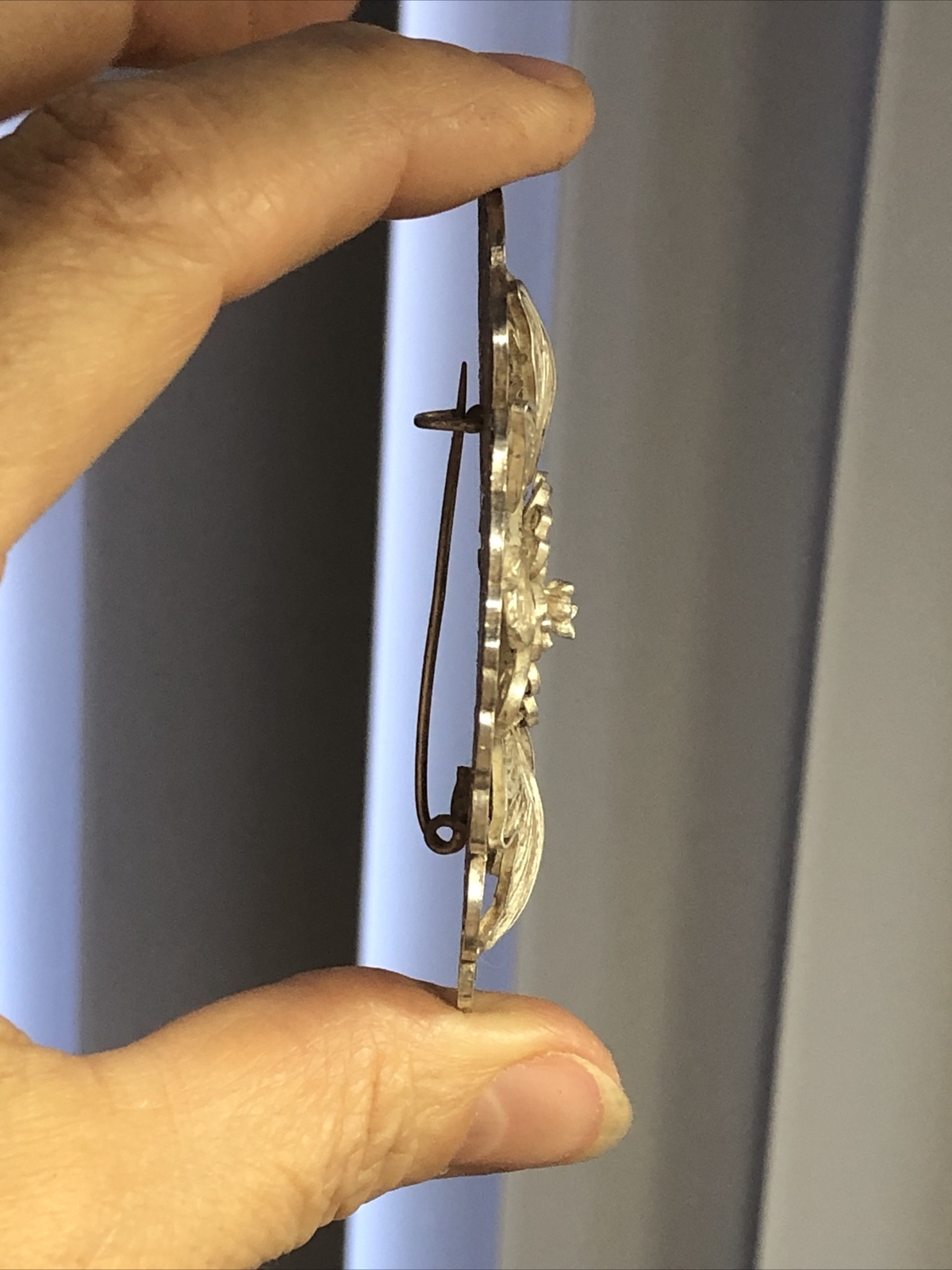 Vintage Old 925 Sterling Silver Cannetille Filigree Floral Pin Brooch 17.7g