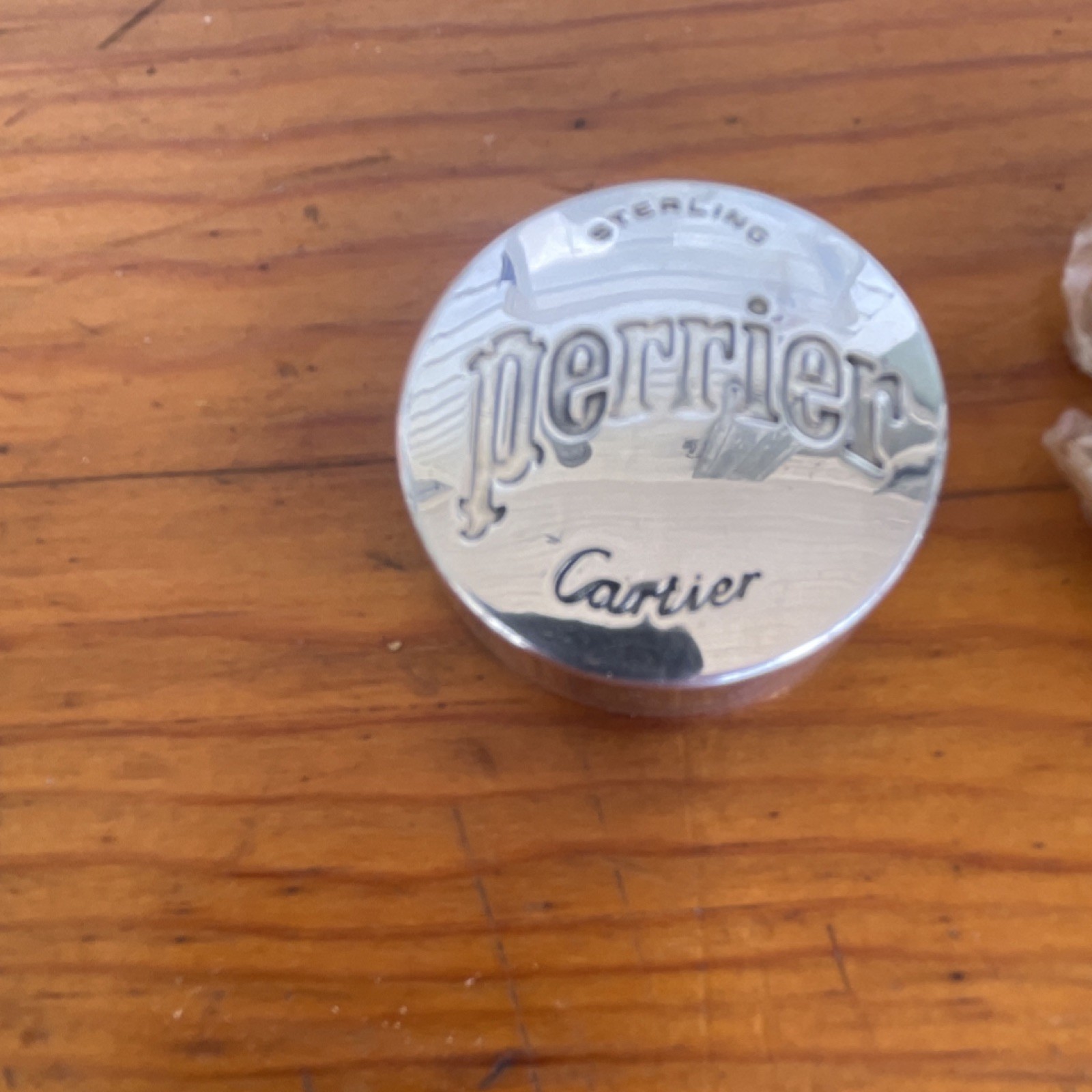 Cartier Sterling Silver Perrier Set of 2 Lids.