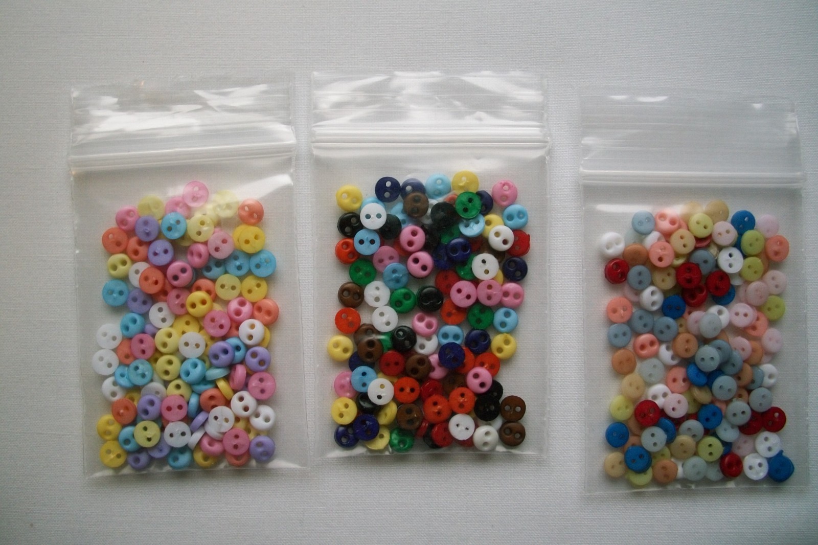 25, 50, 100 ct Micro Mini 4 mm 2 Hole Flat Buttons (Crafts, Doll Clothes, Cards)