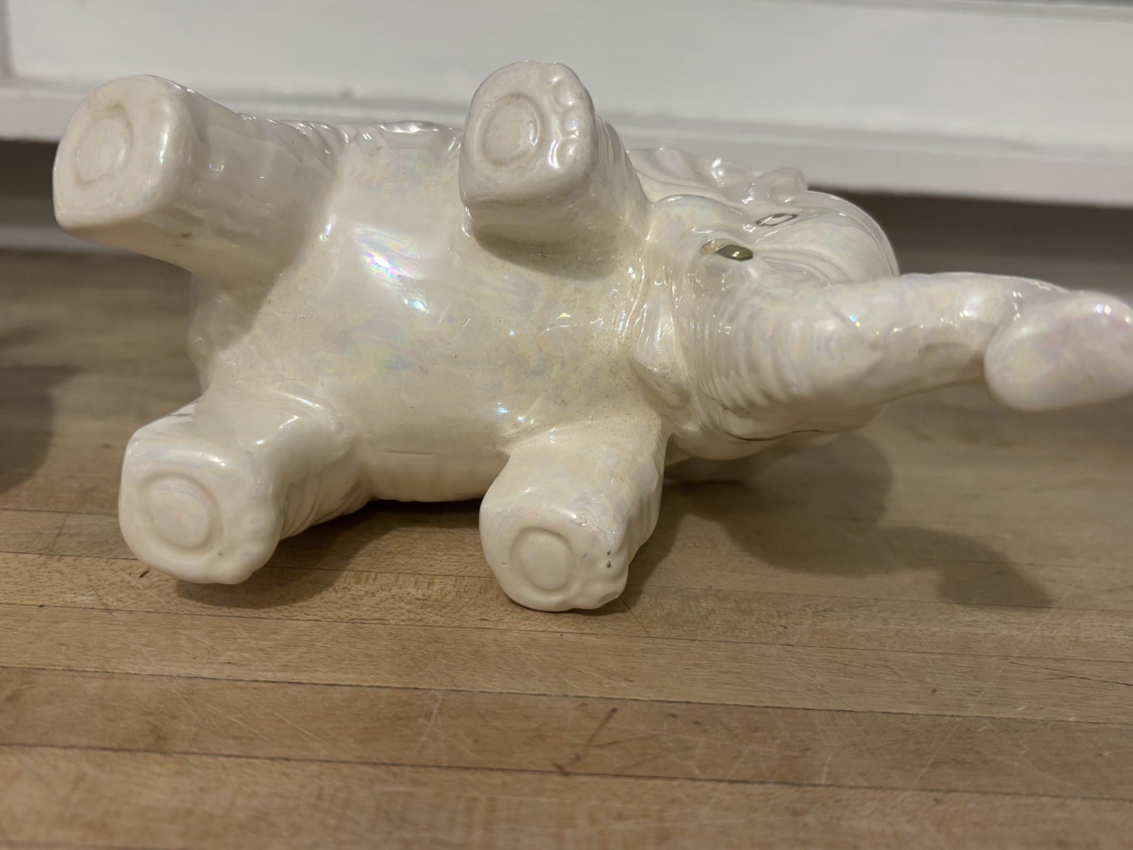 Vtg Lustreware Elephant Figurine 1950's Trunk Up LusterWare Gray & Pink MCM set