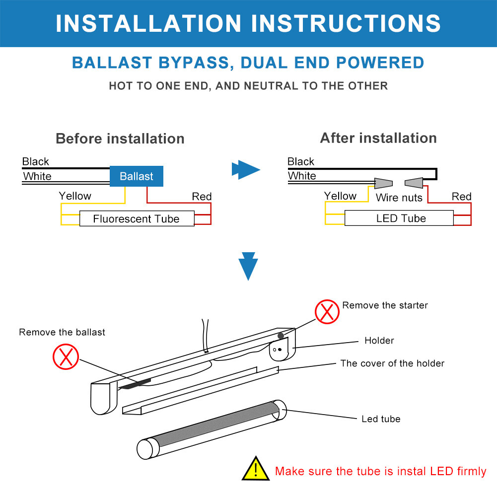 2FT 4FT LED Tube Lights Bulbs T8 G13 9W 22W 28W 60W LED Shop Light Bi Pin Garage