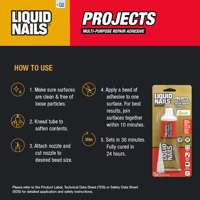 LIQUID NAILS Small Projects 4 -fl oz All purpose Paste Multipurpose Adhesive