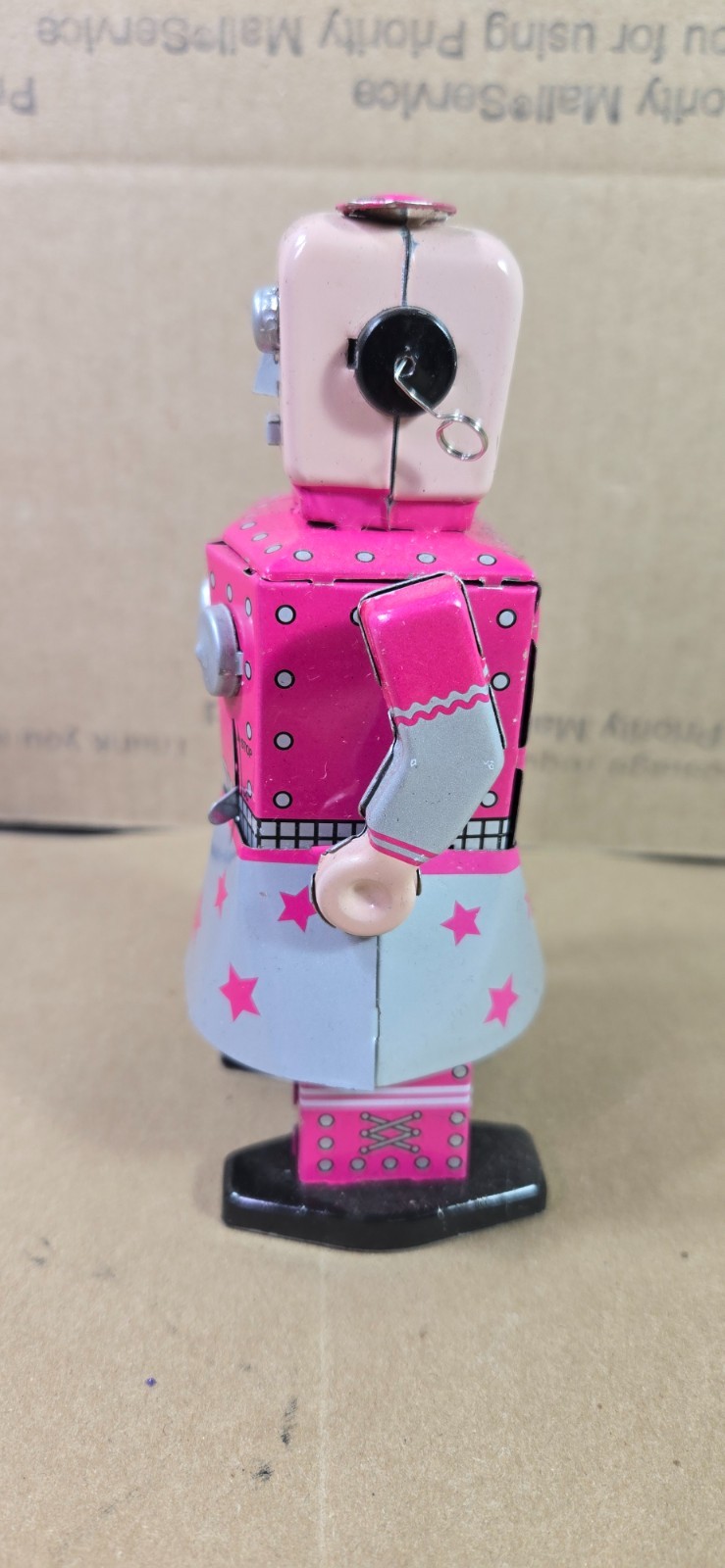 Vintage Venus Robot Ms 461 Pink Windup Tin Toy with Original Box and Key