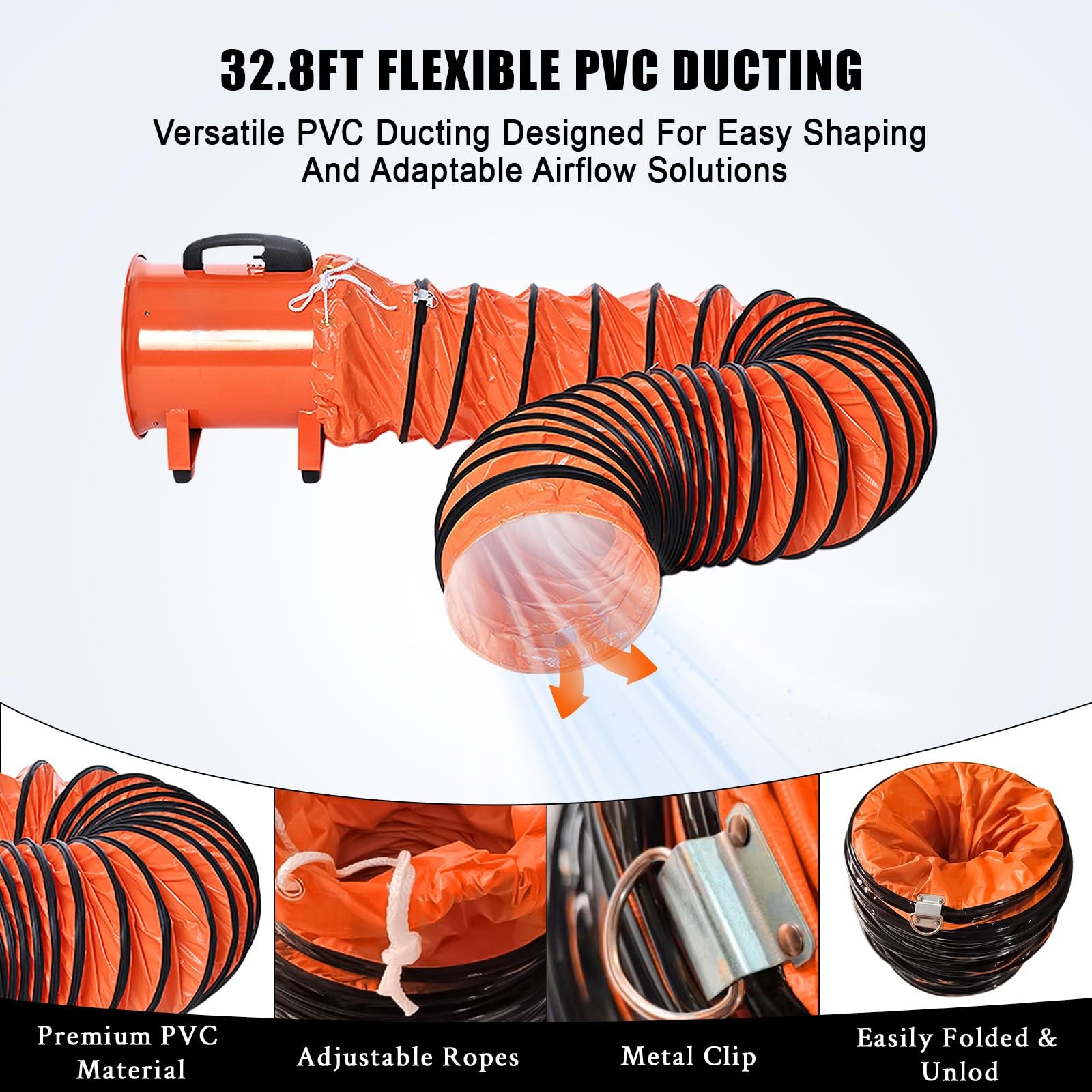 12 Inches 3500 CFM Utility Blower Exhaust Fan with 32.8 FT Duct