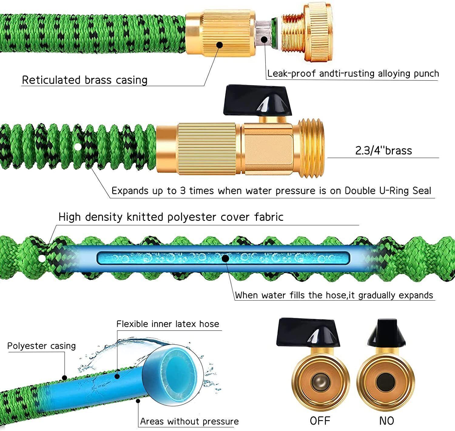 50FT 100FT 4X Stronger Deluxe Heavy Duty Expandable Flexible Garden Water Hose
