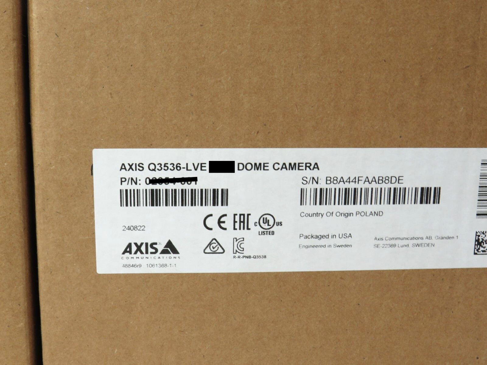 Axis Q3536-LVE 4MP Dome Camera 29mm Lightfinder Forensic WDR Deep Learning [CTD]