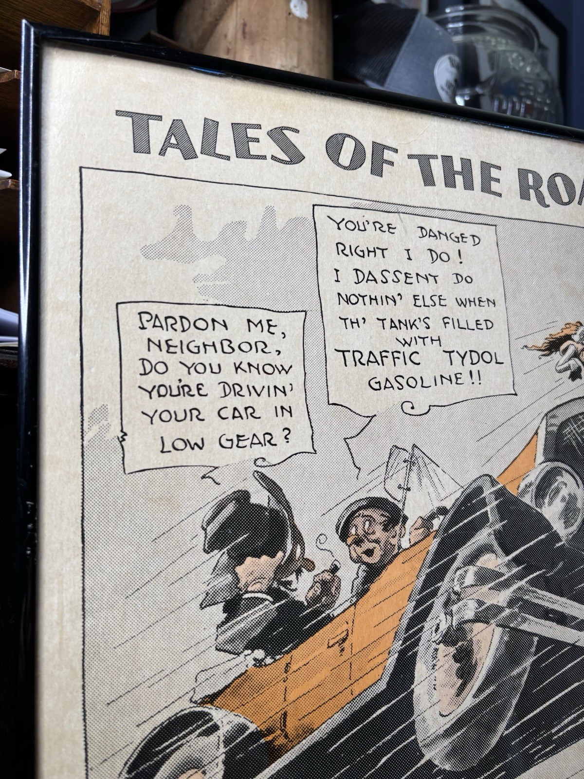 Antique Original Tydol Gasoline Oil Tales Of The Road Cardboard Sign Early Auto