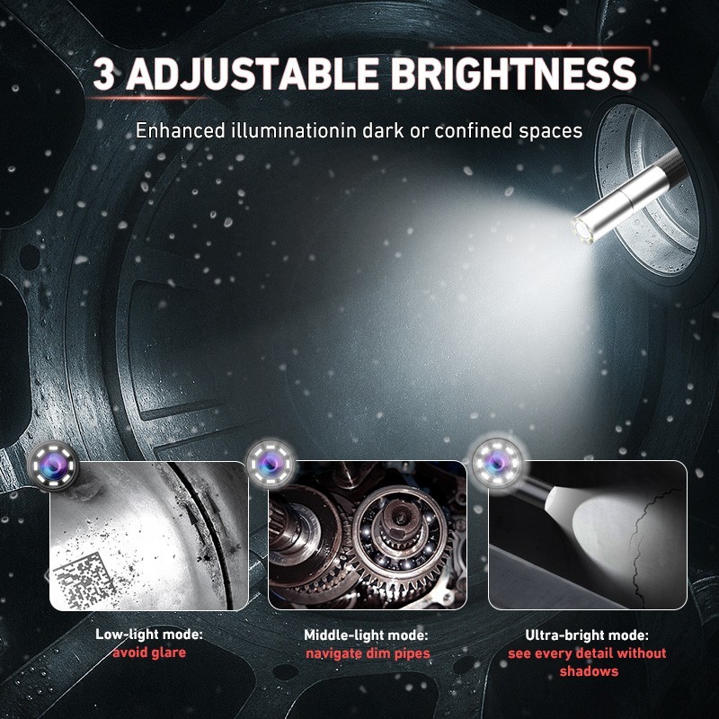 Ralcam Two-Way Borescope 5.5mm Industrial Endoscope Camera with Light 5ftFlexibl