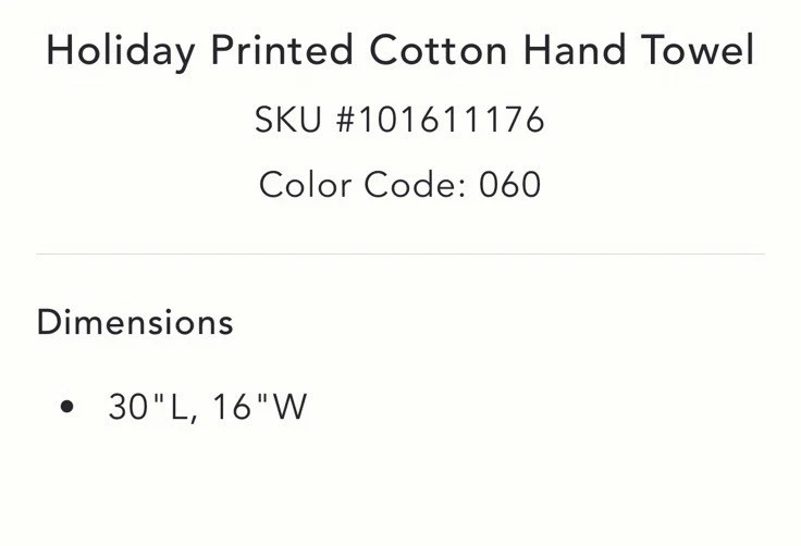 Anthropologie Peppermint Holiday Cotton Hand Towel Red Pink Christmas Bath NEW