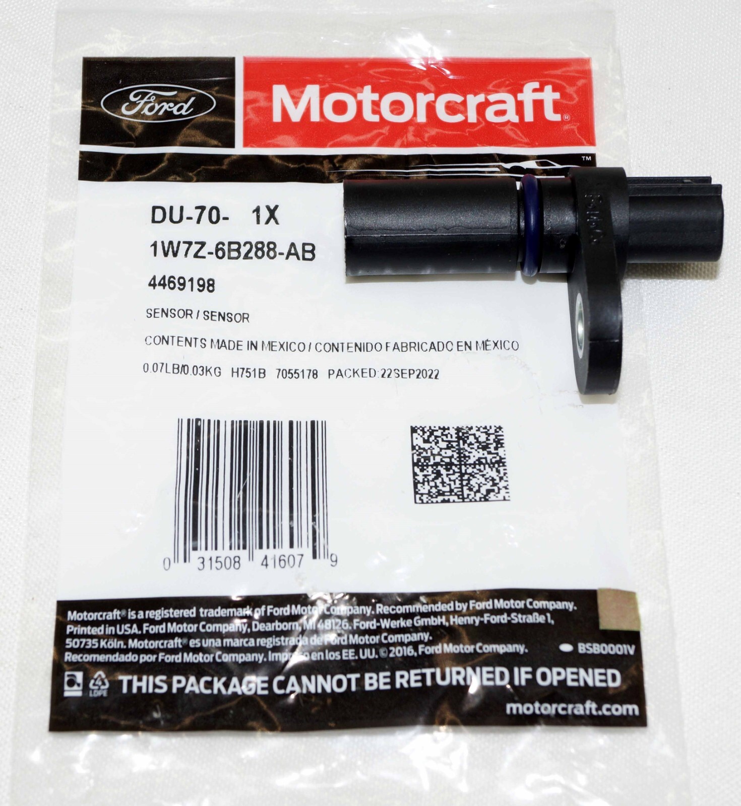 Genuine OEM Motorcraft DU70 Engine Camshaft Position Sensor Ford 1W7Z6B288AB